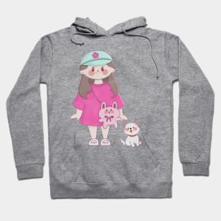 Cute little girl with a dog Hoodie